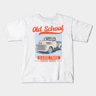 Vintage Truck Design in Lineal Style Kids T-Shirt